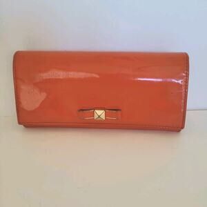 Furla Wallet Large Saffiano Patent Leather Italian Red Bow Envelope Fair